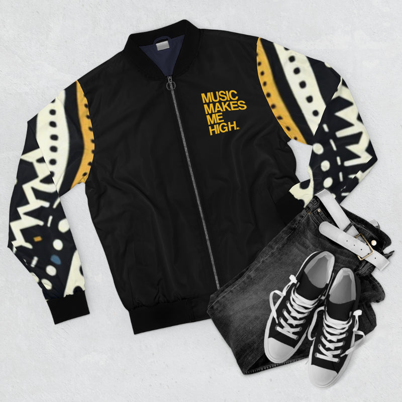 MMMH Unisex Bomber Jacket: Black Abstract/Black | Yellow