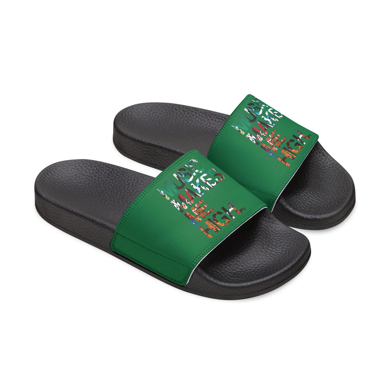 MMMH Unisex Slides: Dark Green/Black | Graffiti