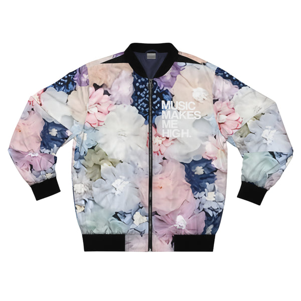 MMMH Unisex Bomber Jacket: Floral | White