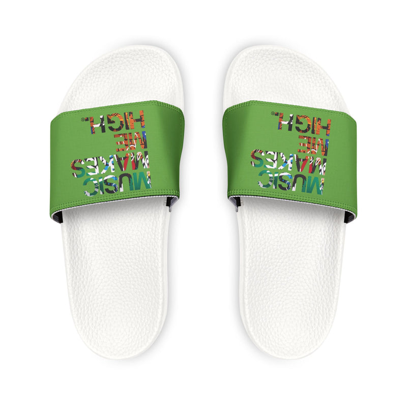 MMMH Unisex Slides: Green/White | Graffiti