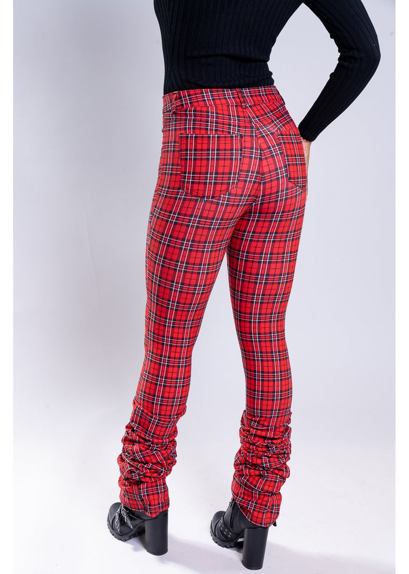 Plaid Stacked Pants