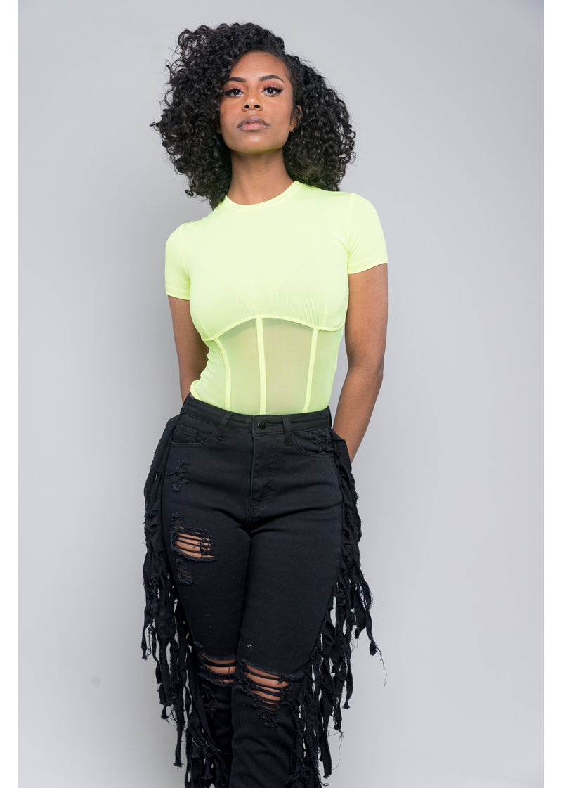 Caged Bodysuit | Lime | Last One