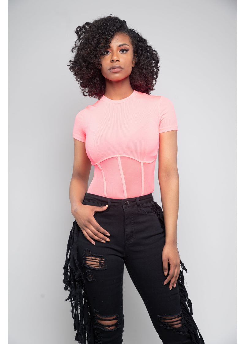 Caged Bodysuit | Pink | Last One