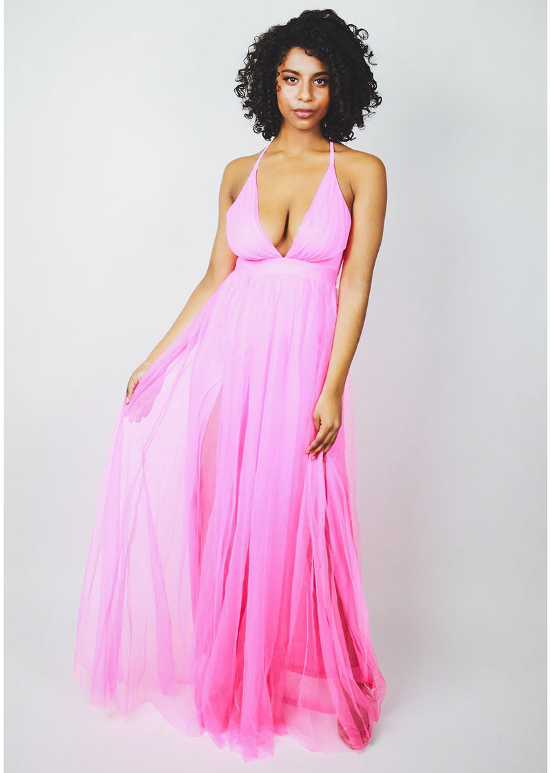 Sheer Pink Maxi Dress