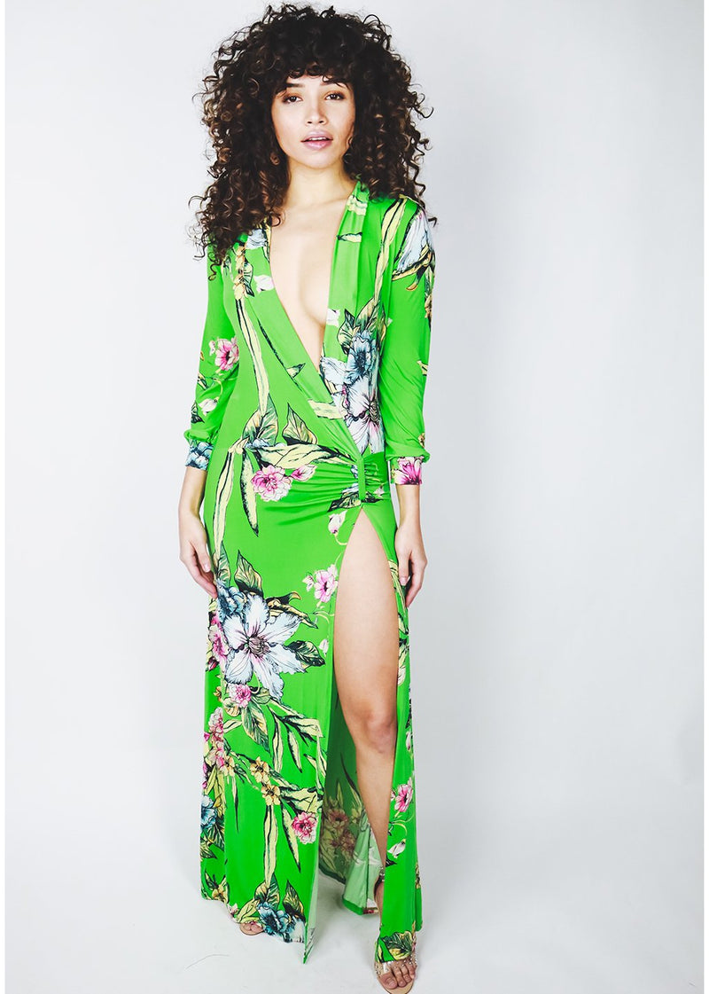 *Green Floral Maxi Dress